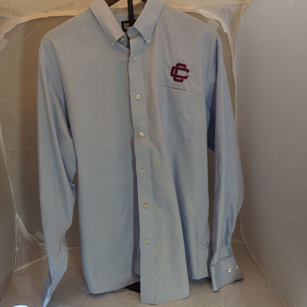 Lands' End Men's Long Sleeve Button Down Shirt Central Catholic Logo CC Cotton